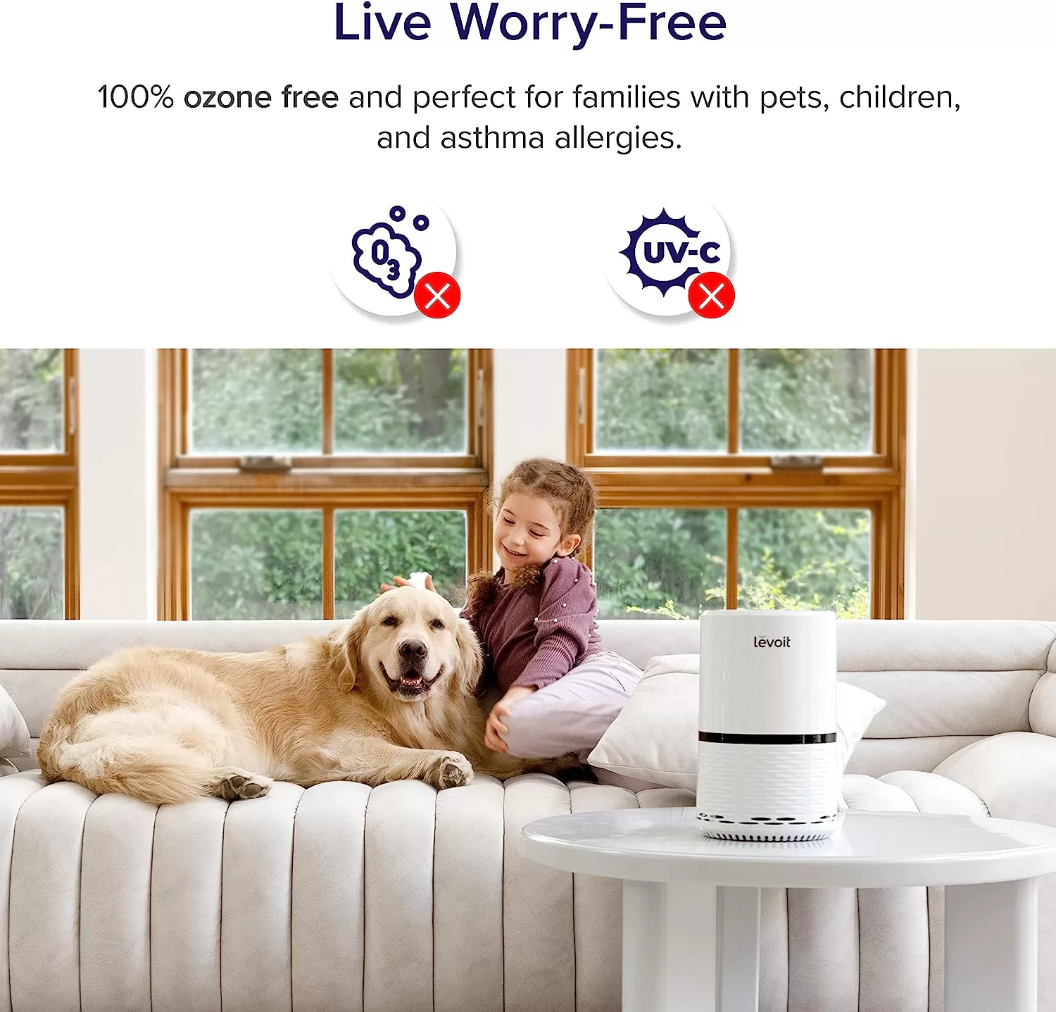 LEVOIT Air Purifiers for Home, HEPA Filter for Smoke, Dust and Pollen in Bedroomite