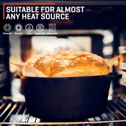 Uno Casa 2in1 Dutch Oven Large - 5 Quart Dutch Oven Pot with Lid