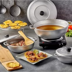 IMUSA USA Traditional Colombian Natural Caldero 3-Piece(1.5/3.5/7.0 Quart) Dutch Oven Set, Silver, Small