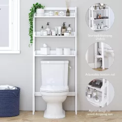 UTEX 3-Shelf Bathroom Organizer Over The Toilet, 3-Tier Shelf, Spacesaver (White)
