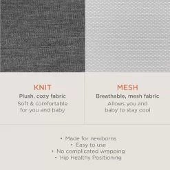 Ergobaby Embrace Cozy Newborn Baby Wrap Carrier (7-25 Pounds), Ponte Knit, Pure Black