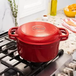 Lodge 7 Quart Essential Enameled Cast Iron Double Dutch Oven