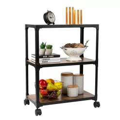 Mind Reader Woodland Collection, Rolling 3-Tier Kitchen Microwave Cart, 23"L x 12"W x 29.5"H, Brown