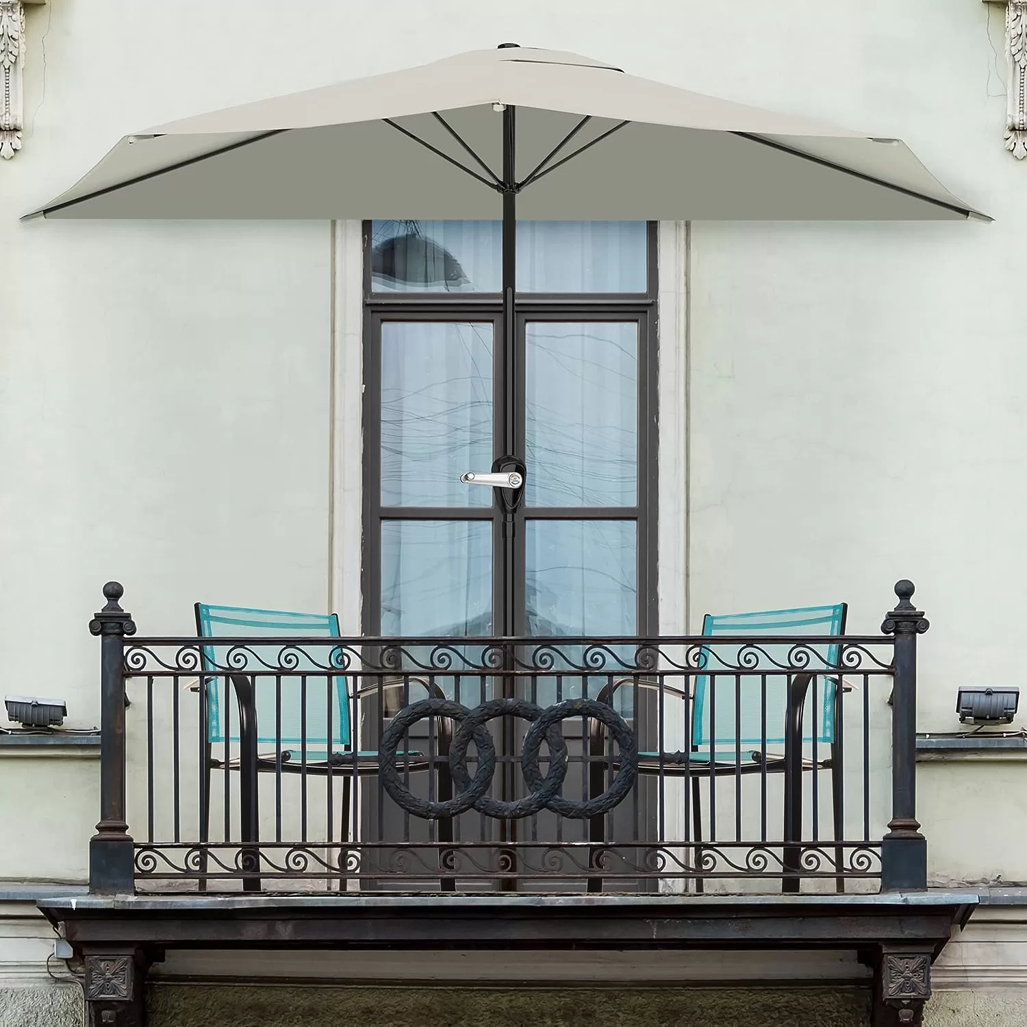 Pure Garden 9 Foot Half Round Patio Umbrella