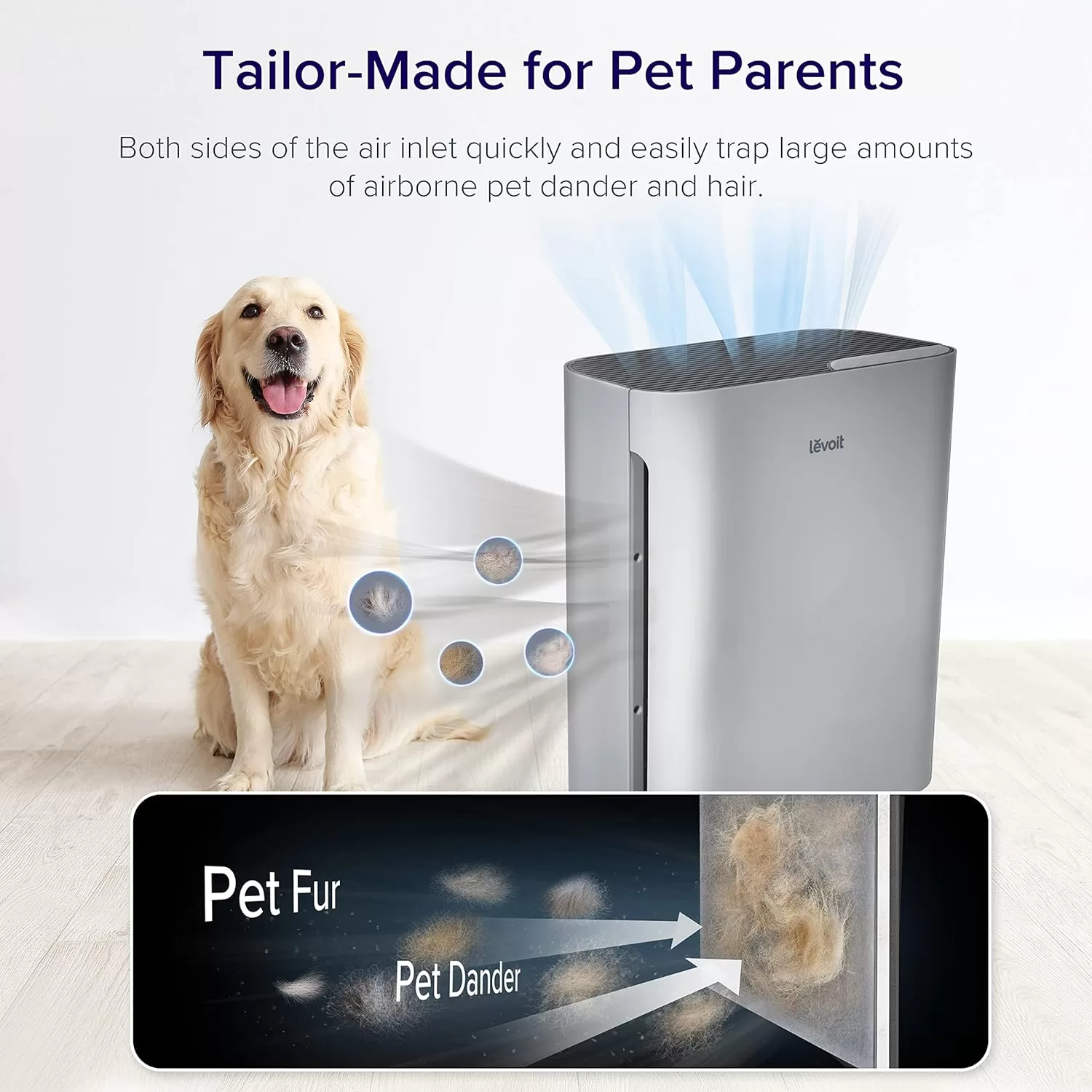 LEVOIT Air Purifiers for Home Large Room, HEPA Filter Cleaner, Grey