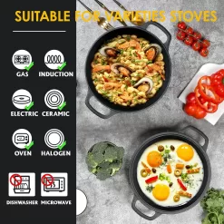 EDGING CASTING 2-in-1 Pre-Seasoned Cast Iron Dutch Oven Pot 5QT