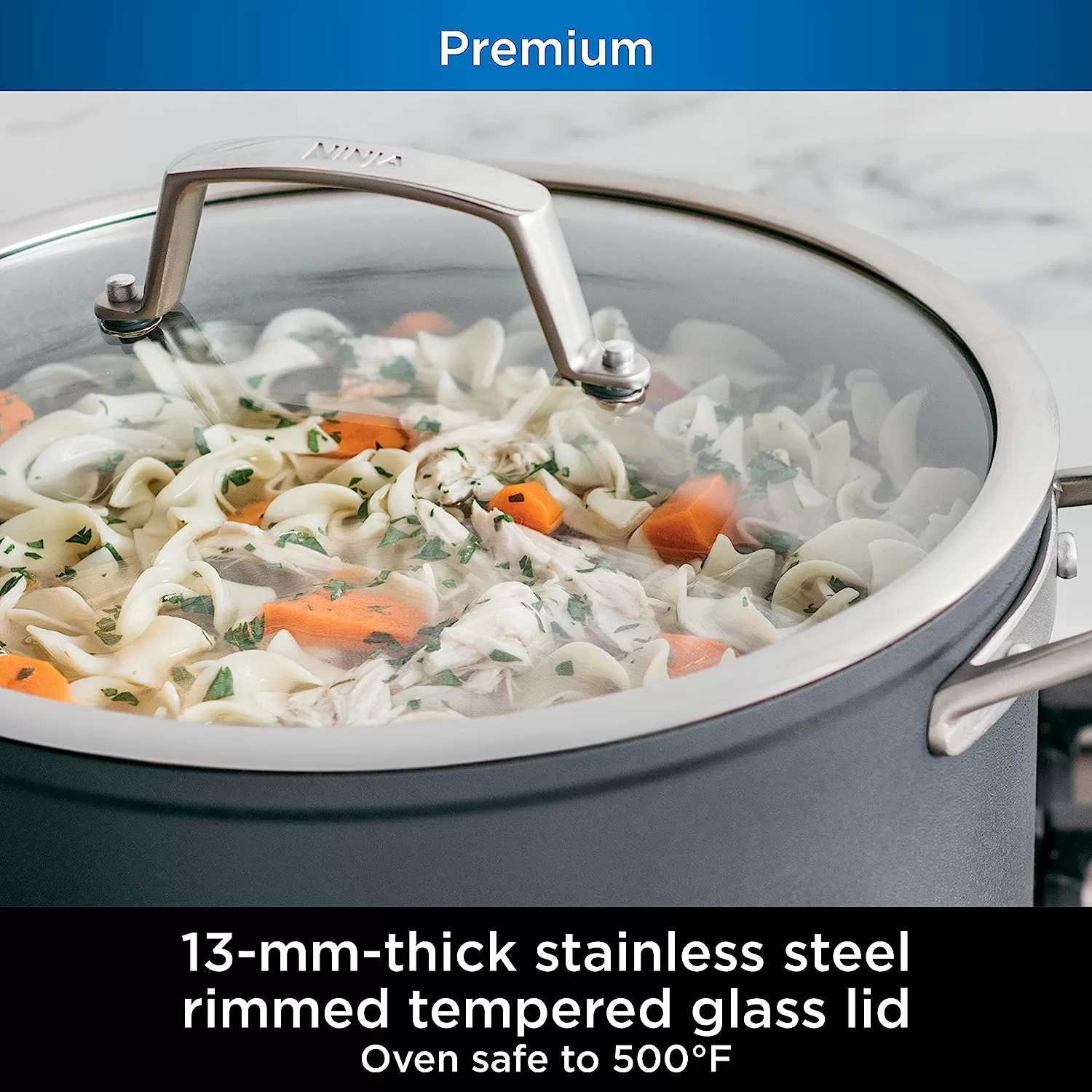 Ninja C30235 Foodi NeverStick Premium 3.5-Quart Saucepan, Slate Grey