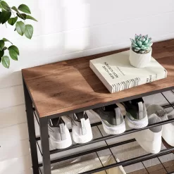 VASAGLE INDESTIC Shoe Rack, Shoe Organizer for Closet with 4 Mesh Shelves and Large Top for Bags ULBS015B03