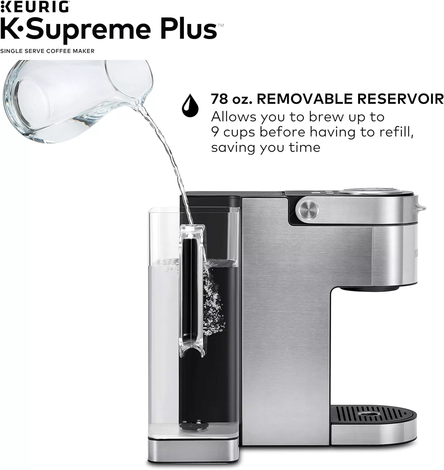 Keurig® K-Supreme Plus Single Serve K-Cup Pod Coffee Maker, MultiStream Technology, Stainless Steel