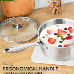MICHELANGELO Stainless Steel Saucepan Set with Lids 1QT & 2QT & 3QT