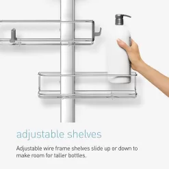 Simplehuman Adjustable and Extendable Shower Caddy XL, Stainless Steel and Anodized Aluminum