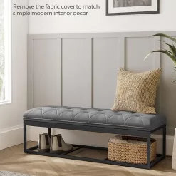 SONGMICS Storage Ottoman Bench, Bench with Storage, for Entryway, Bedroom, Living Room, Dark Gray ULSF088G01