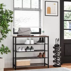 VASAGLE INDESTIC Shoe Rack, Shoe Organizer for Closet with 4 Mesh Shelves and Large Top for Bags ULBS015B03