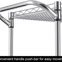 Finnhomy 3 Tier Heavy Duty Commercial Grade Utility Cart, Wire Rolling Cart with Handle Bar