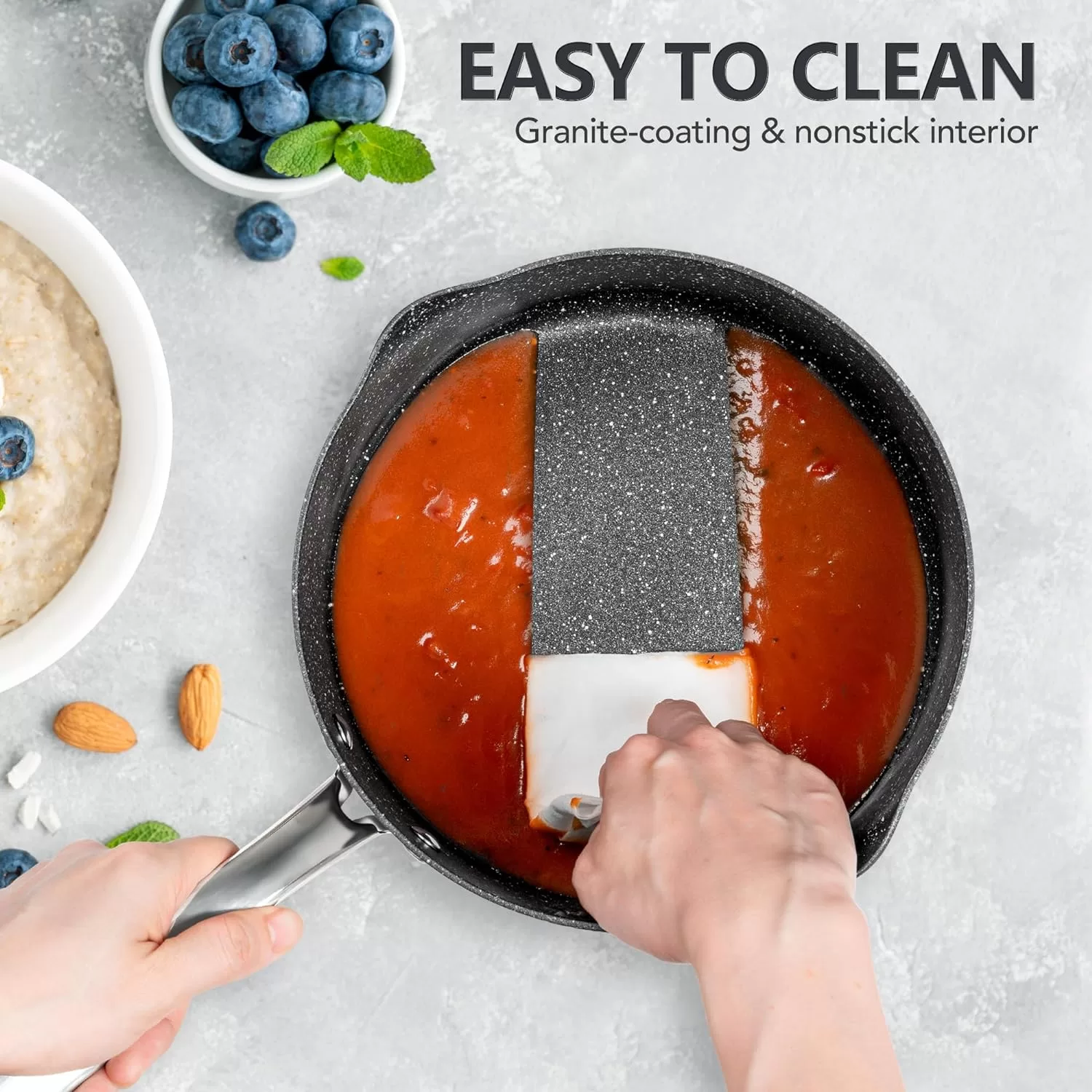 MICHELANGELO 3 Quart Saucepan with Lid, Hard Anodized Nonstick Sauce Pan - 3 Qt Sauce Pan