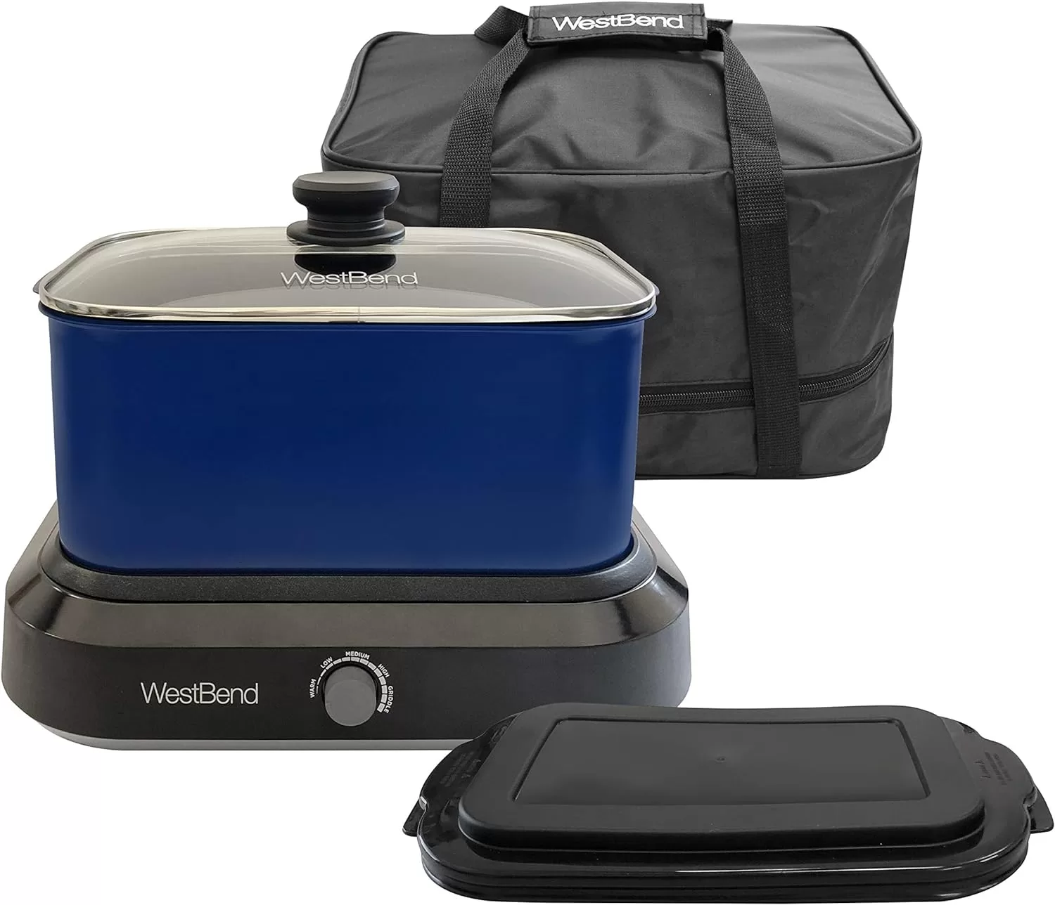 West Bend 87905B Slow Cooker Large Capacity Non-stick, 5-Quart, Blue
