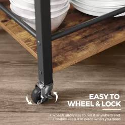 VASAGLE Industrial Bar Cart for The Home, Serving Cart with Wheels and Handle, Rustic Brown and Black ULRC72X