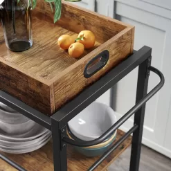VASAGLE Industrial Bar Cart for The Home, Serving Cart with Wheels and Handle, Rustic Brown and Black ULRC72X