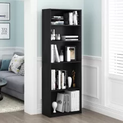 FURINNO JAYA Simply Home 5-Shelf Bookcase, 5-Tier, Black