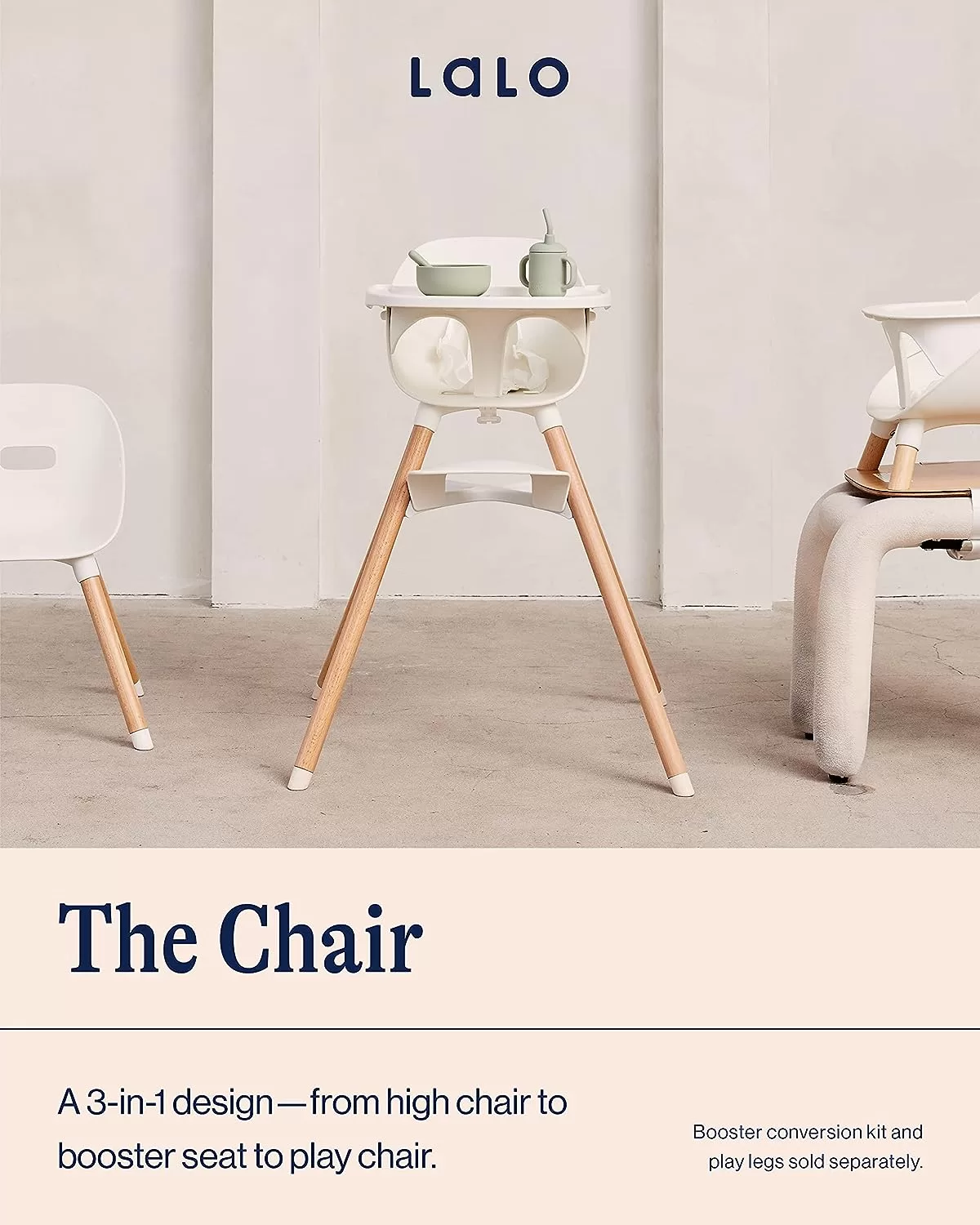 Lalo The Chair Convertible 3-in-1 High Chair for Babies and Toddlers - Wooden