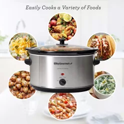 Elite Gourmet Stainless Steel Slow Cooker, 8.5 Quart,MST-900V