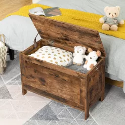 HOOBRO Storage Chest, Retro Toy Box Organizer with Safety Hinge, Rustic Brown BF75CW01G1