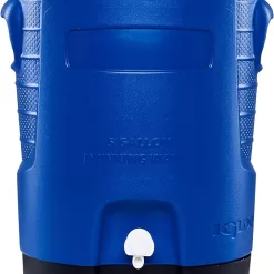 Igloo 5 Gallon Wheeled Portable Sports Cooler Water Beverage Dispenser with Flat Seat Lid, Blue