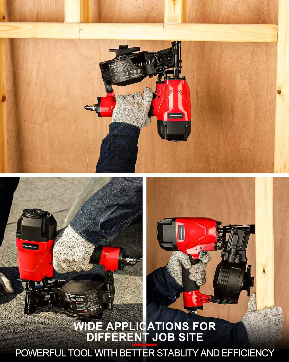 PowerSmart Roofing Nailer, 15 Degree Roofing Nail Gun with Safety Goggles
