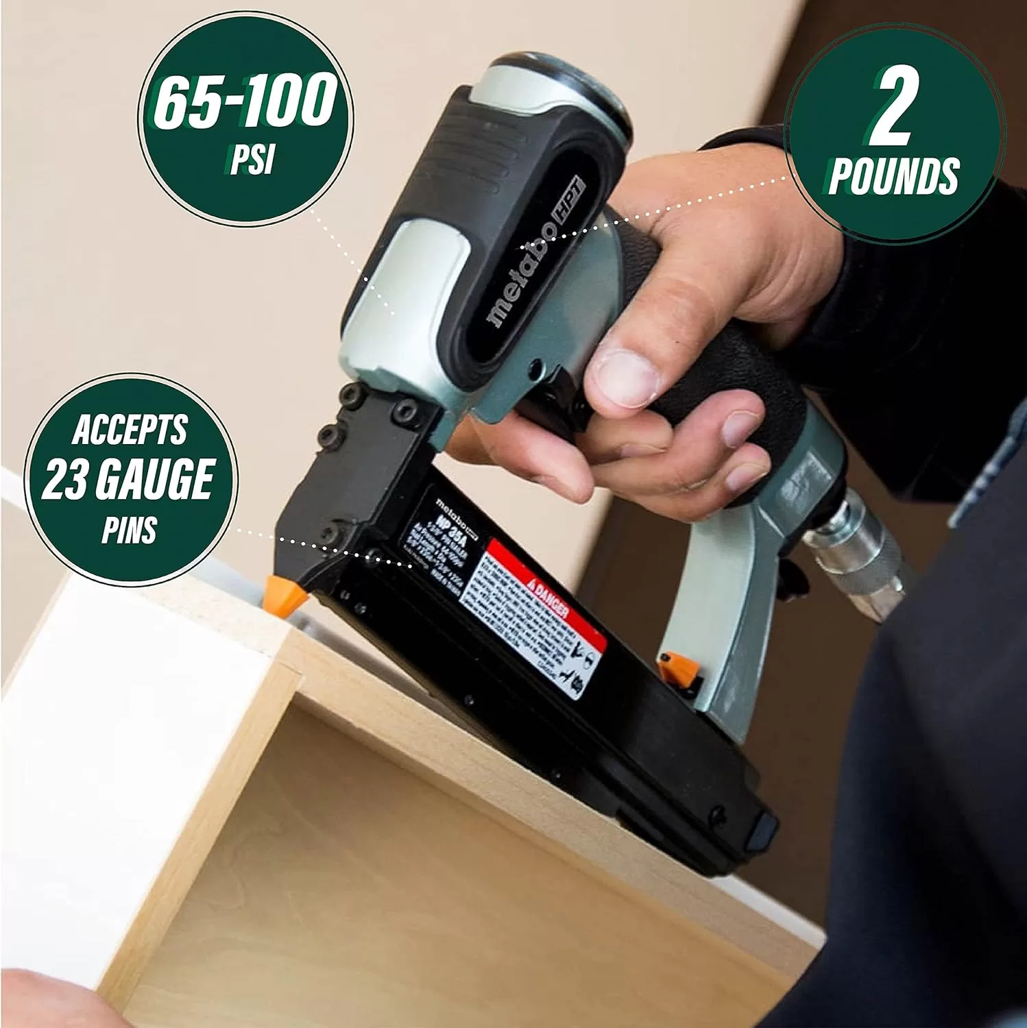 Metabo HPT Pin Nailer Kit | Pro Preferred Brand of Pneumatic Nailers | 23 Gauge