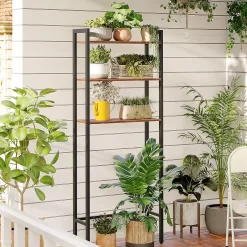 HOOBRO Over The Toilet Storage, 3-Tier Industrial Bathroom Organizer, Rustic Brown BF41TS01