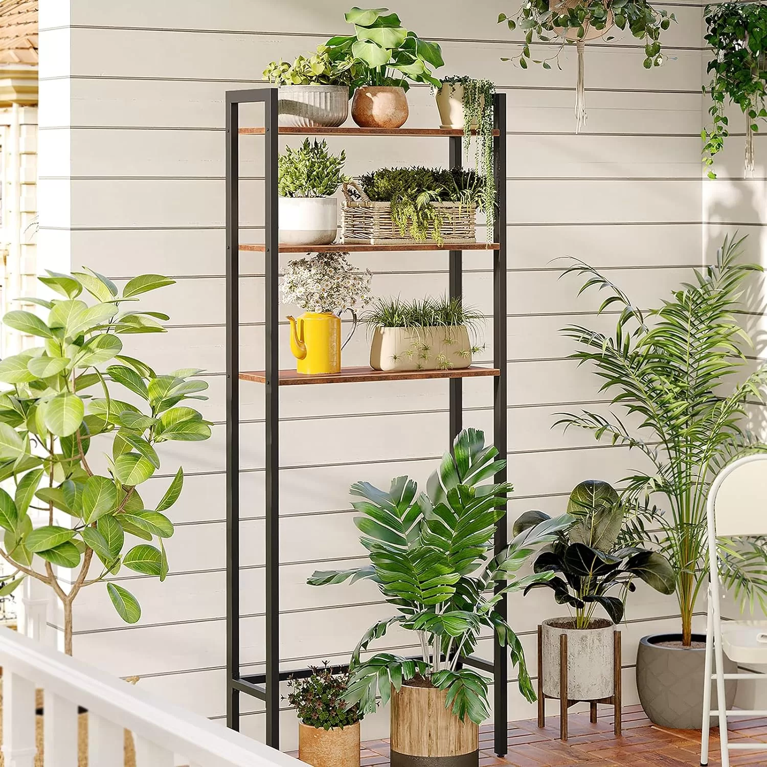 HOOBRO Over The Toilet Storage, 3-Tier Industrial Bathroom Organizer, Rustic Brown BF41TS01