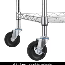 Finnhomy 3 Tier Heavy Duty Commercial Grade Utility Cart, Wire Rolling Cart with Handle Bar