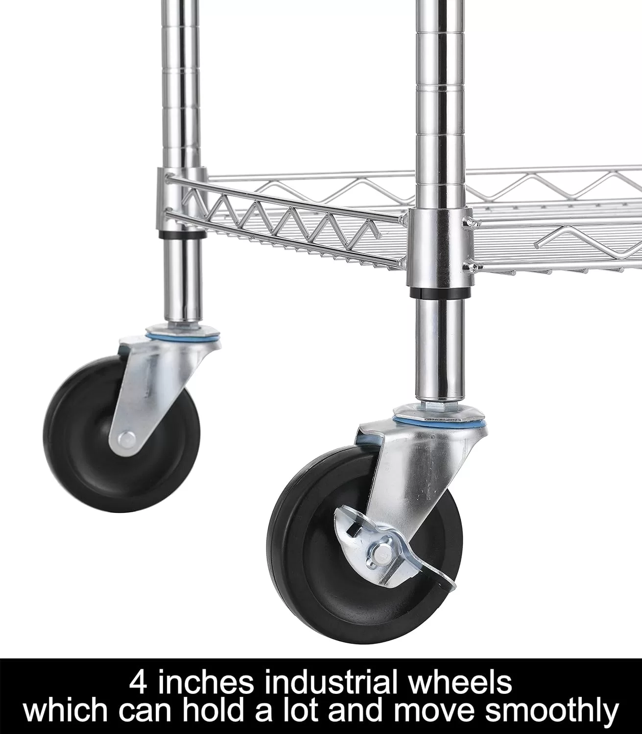 Finnhomy 3 Tier Heavy Duty Commercial Grade Utility Cart, Wire Rolling Cart with Handle Bar