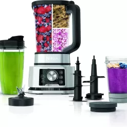 Ninja SS351 Foodi Power Blender & Processor System 1400 WP Smoothie Bowl Maker & Nutrient Extractor, Silver