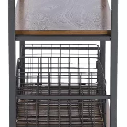 Baxton Studio Lancashire Wood and Metal Kitchen Cart, Brown
