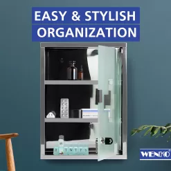 WENKO Medicine Cabinet with Lock, Wall mounted Bathroom Storage, Hanging Medical Cabinet