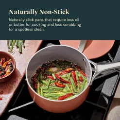 Caraway Nonstick Ceramic Sauce Pan with Lid (3 qt) - Non Toxic, PTFE & PFOA Free - Cream