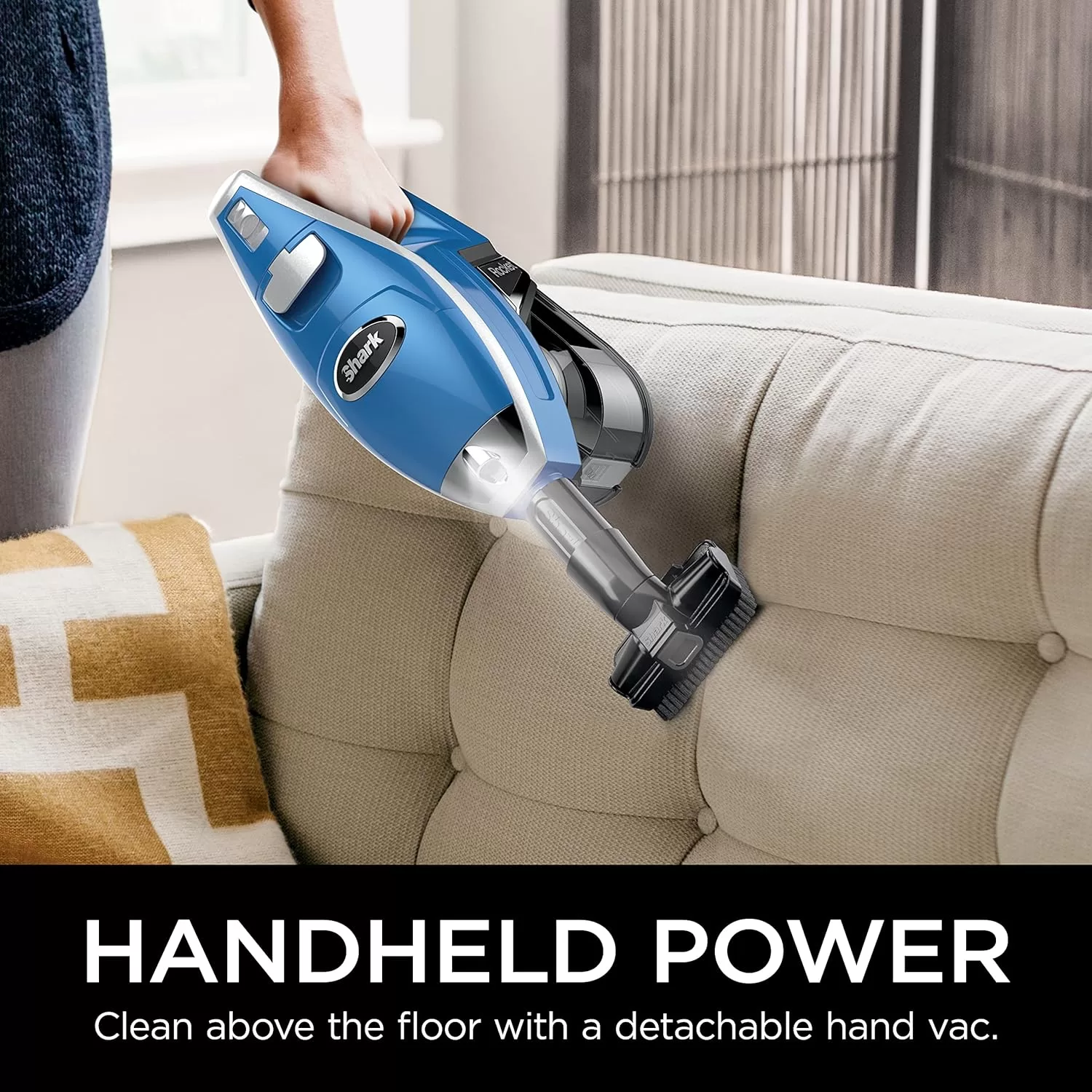 Shark HV343AMZ Rocket Corded Stick Vacuum, Crevice Upholstery Tools, Blue/Silver