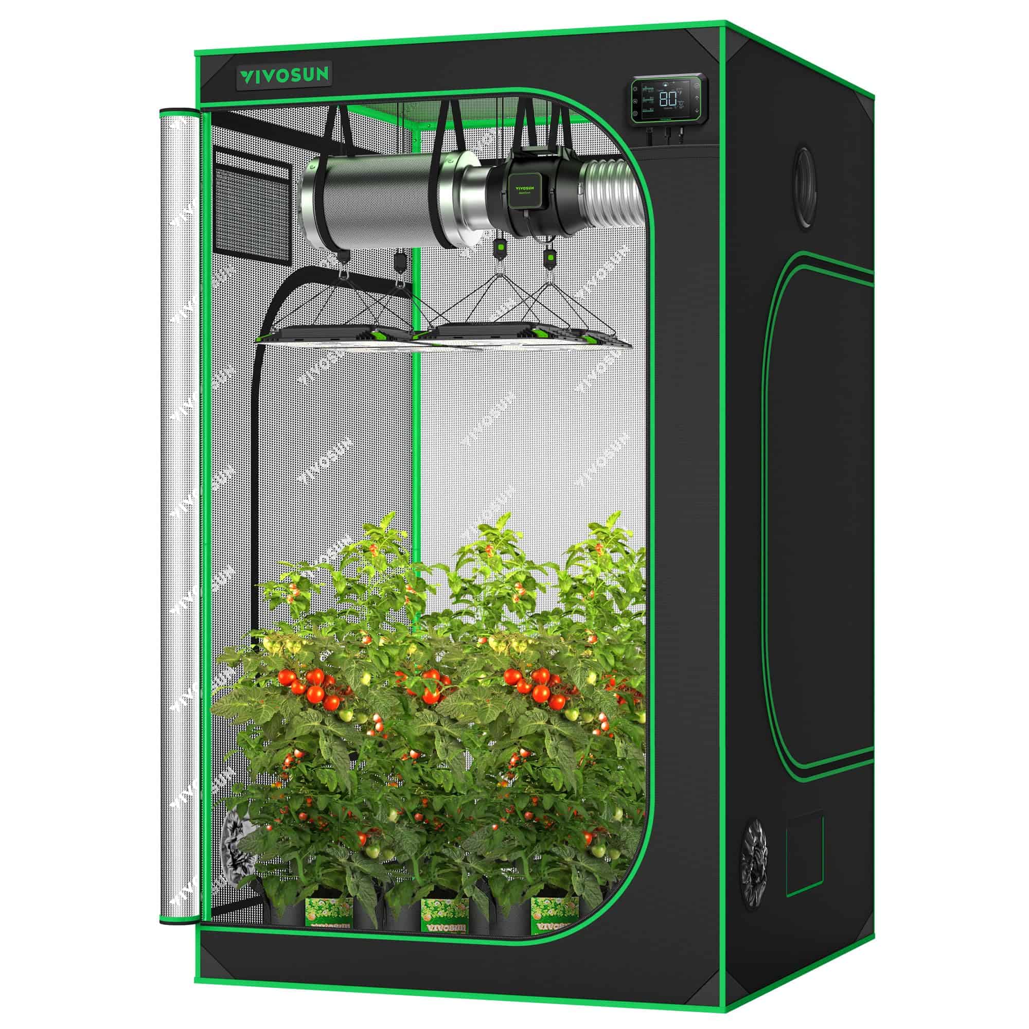 VIVOSUN S448 4x4 Grow Tent, 48"x48"x80" High Reflective Mylar with Observation Window