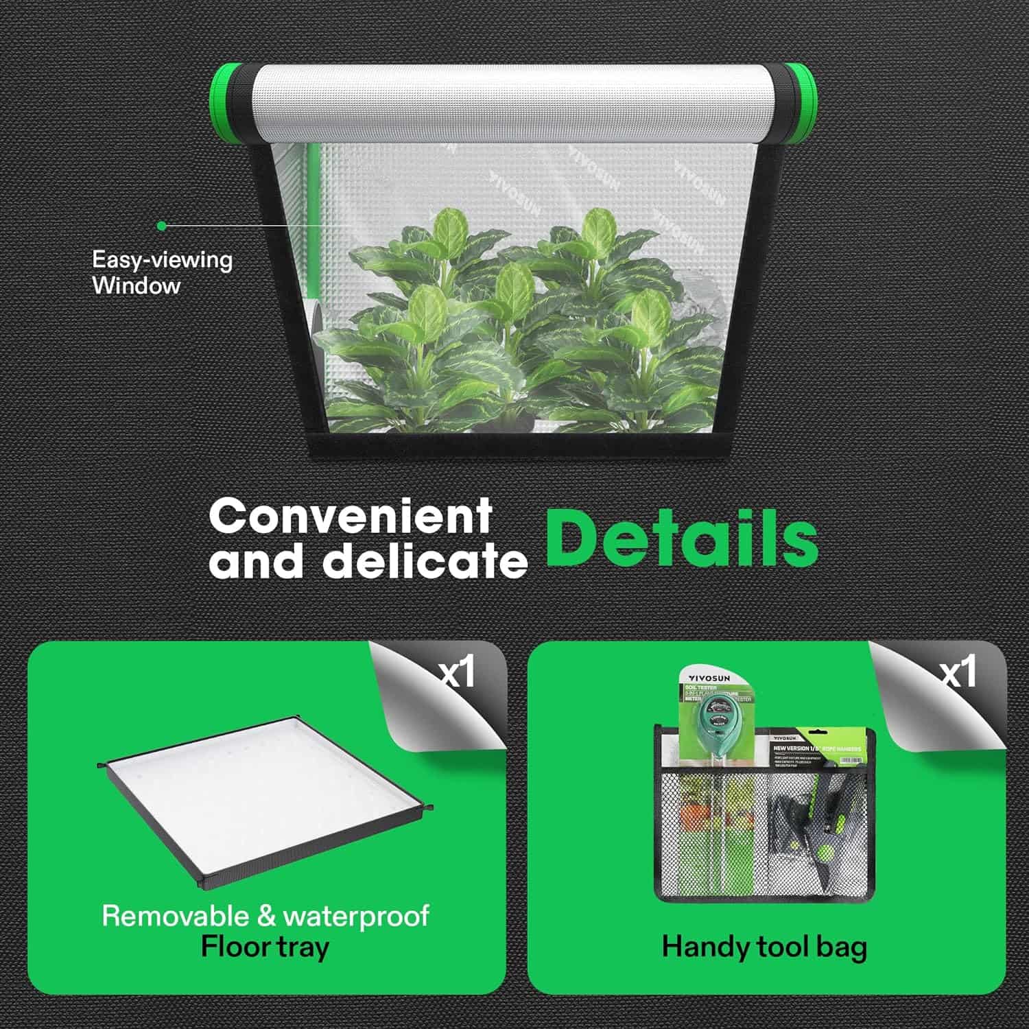 VIVOSUN S448 4x4 Grow Tent, 48"x48"x80" High Reflective Mylar with Observation Window