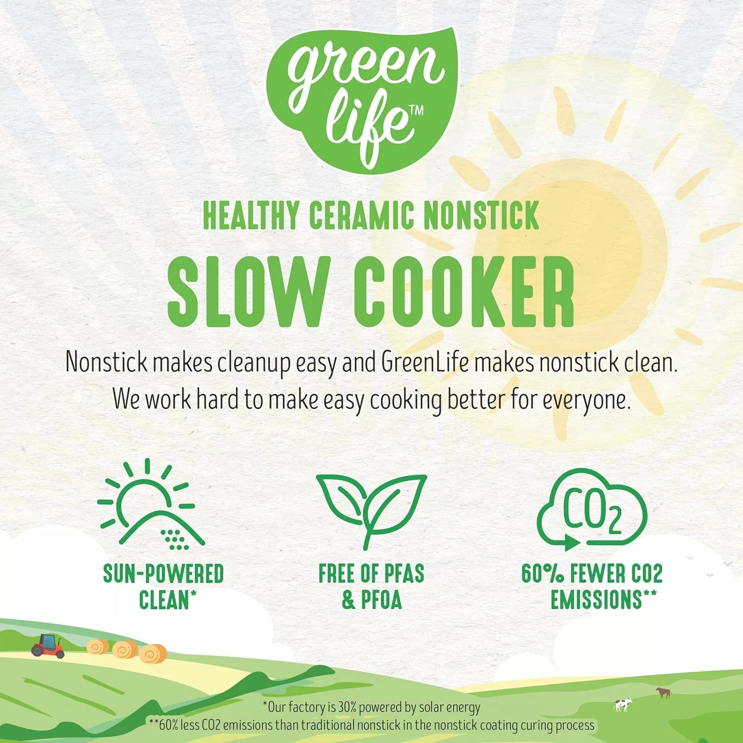 GreenLife Cook Duo Healthy Ceramic Nonstick Programmable 6 Quart Family-Sized Slow Cooker, White