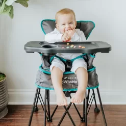 Baby Delight Go with Me Uplift Deluxe Portable High Chair | Indoor and Outdoor | Teal and Grey