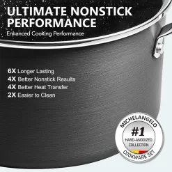 MICHELANGELO 3 Quart Saucepan with Lid, Hard Anodized Nonstick Sauce Pan - 3 Qt Sauce Pan