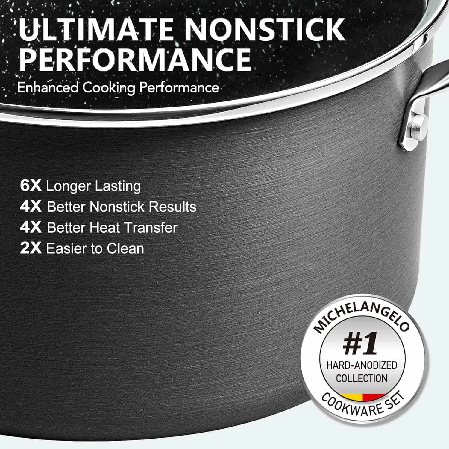 MICHELANGELO 3 Quart Saucepan with Lid, Hard Anodized Nonstick Sauce Pan - 3 Qt Sauce Pan