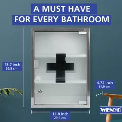 WENKO Medicine Cabinet with Lock, Wall mounted Bathroom Storage, Hanging Medical Cabinet