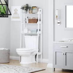 UTEX 3-Shelf Bathroom Organizer Over The Toilet, 3-Tier Shelf, Spacesaver (White)