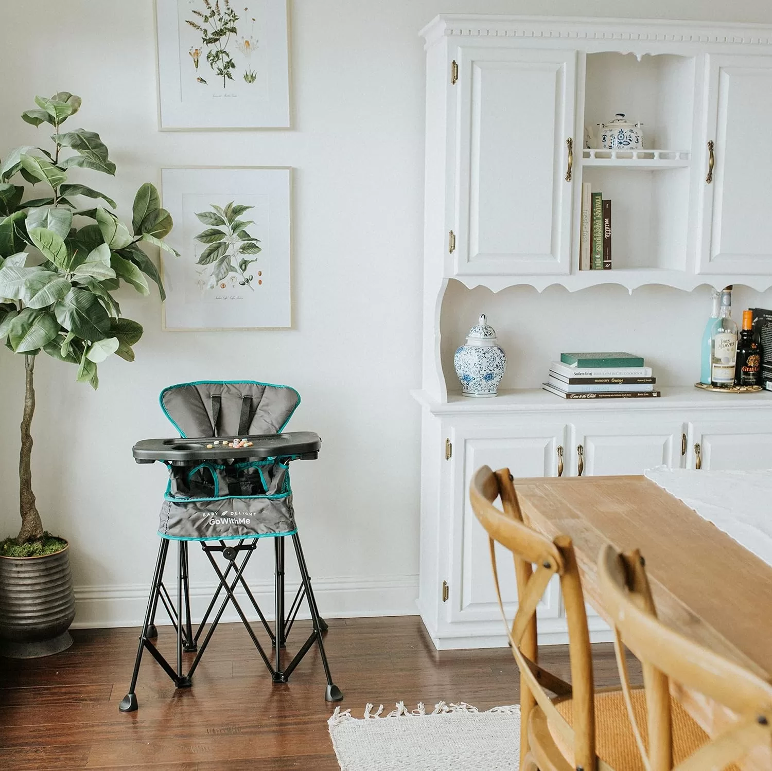 Baby Delight Go with Me Uplift Deluxe Portable High Chair | Indoor and Outdoor | Teal and Grey