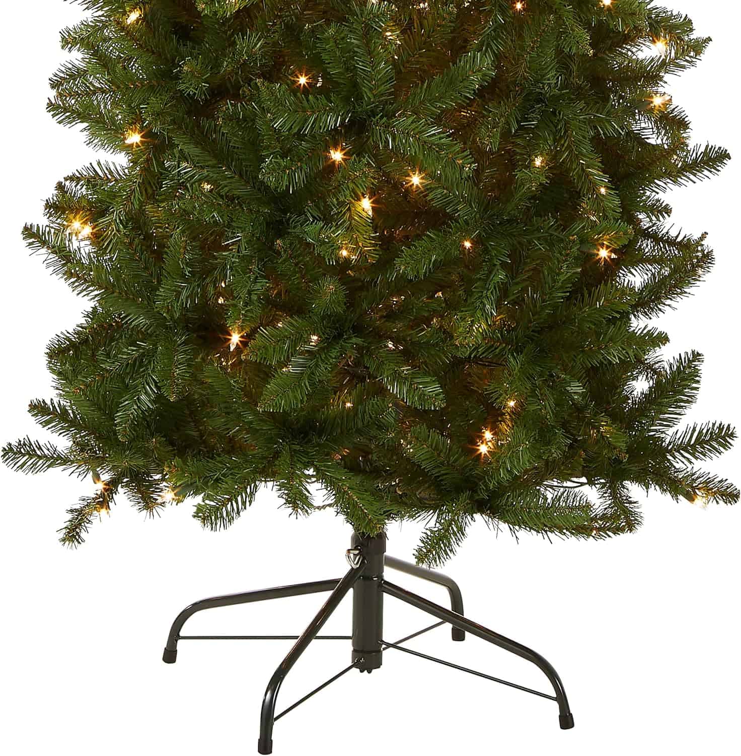 National Tree Company Artificial Pre-Lit Slim Christmas Tree, Green, Kingswood Fir, White Lights, Includes Stand, 6.5 Feet