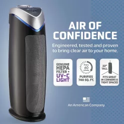 GermGuardian Air Purifier with HEPA 13 Filter, Removes 99.97% of Pollutants, Gray, AC4825E