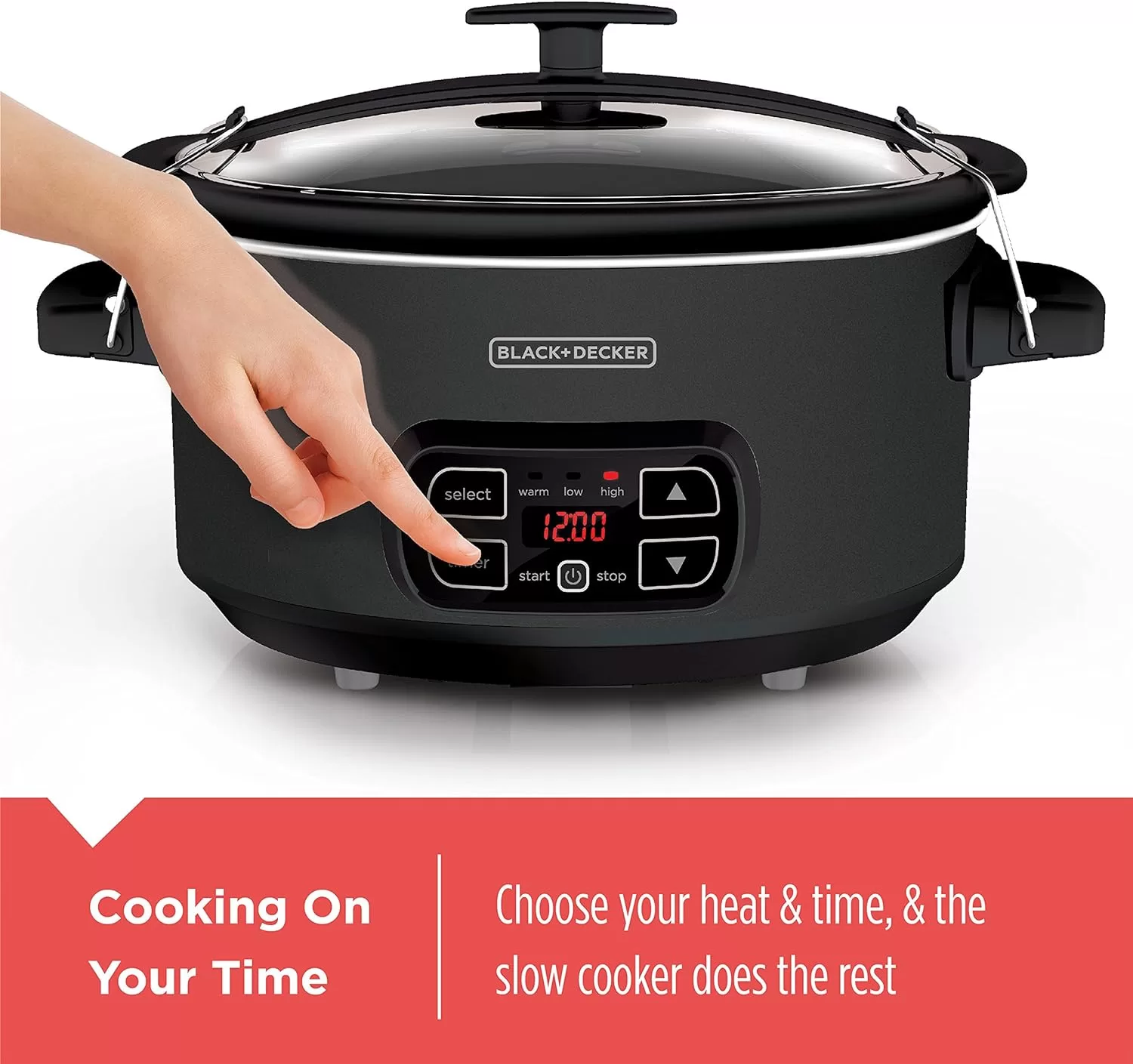 BLACK+DECKER 7-Quart Digital Slow Cooker with Chalkboard Surface, Slate, SCD4007